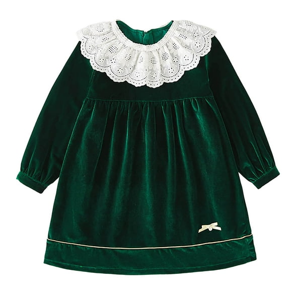 FhsagQ Dresses Girls Christmas Dresses Size 10-12 Winter Toddler Girls Ruffles Sleeveless Floral Prints Ribbed Fashion Dress Clothes Christmas Dresses for Girls 8-10 M Green 4-5 Years