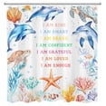 thumbnail image 2 of HVEST Summer Ocean Shower Curtain Underwater Dolphin Coral Shower Curtain - Starfish Seashell Bathroom Decor, Waterproof Polyester Fabric, Includes 12 Hooks, 72x72 Inches, 2 of 7