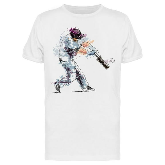 Baseball Player. Colorful Sketch T-Shirt Men -Image by Shutterstock, Male 3X-Large