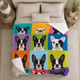 thumbnail image 5 of Pop-Art French Bulldog Grid Vibrant Colors, Playful Pet Portrait Pattern, Warm Flannel Blanket for Living Room and Reading Nook, Dog Lovers Friendship Gift, Pet Lover Home Decor, 5 of 9