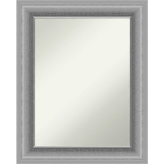 Amanti Art Peak Polished Silver Framed Non-Beveled Bathroom Vanity Wall Mirror - 24 x 30 in