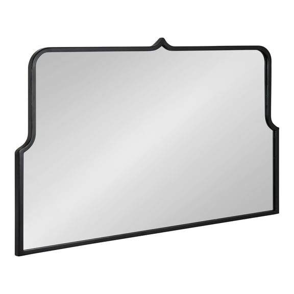 Kate and Laurel Gezella Wide Arch Mirror, 37 x 24, Black, Glam Scallop Arched Mirror Perfect for Bathroom Vanity or Fireplace Mantle