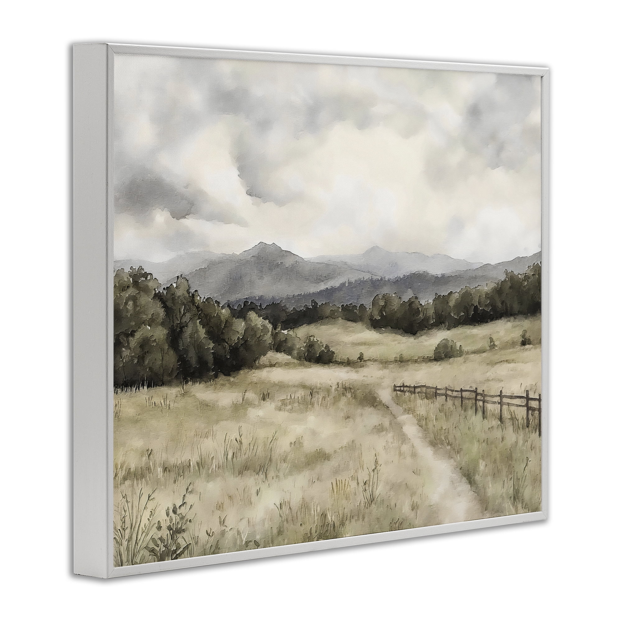 Stupell Industries Muted Trail Along Fence White Framed Giclee Art, design by Riley B