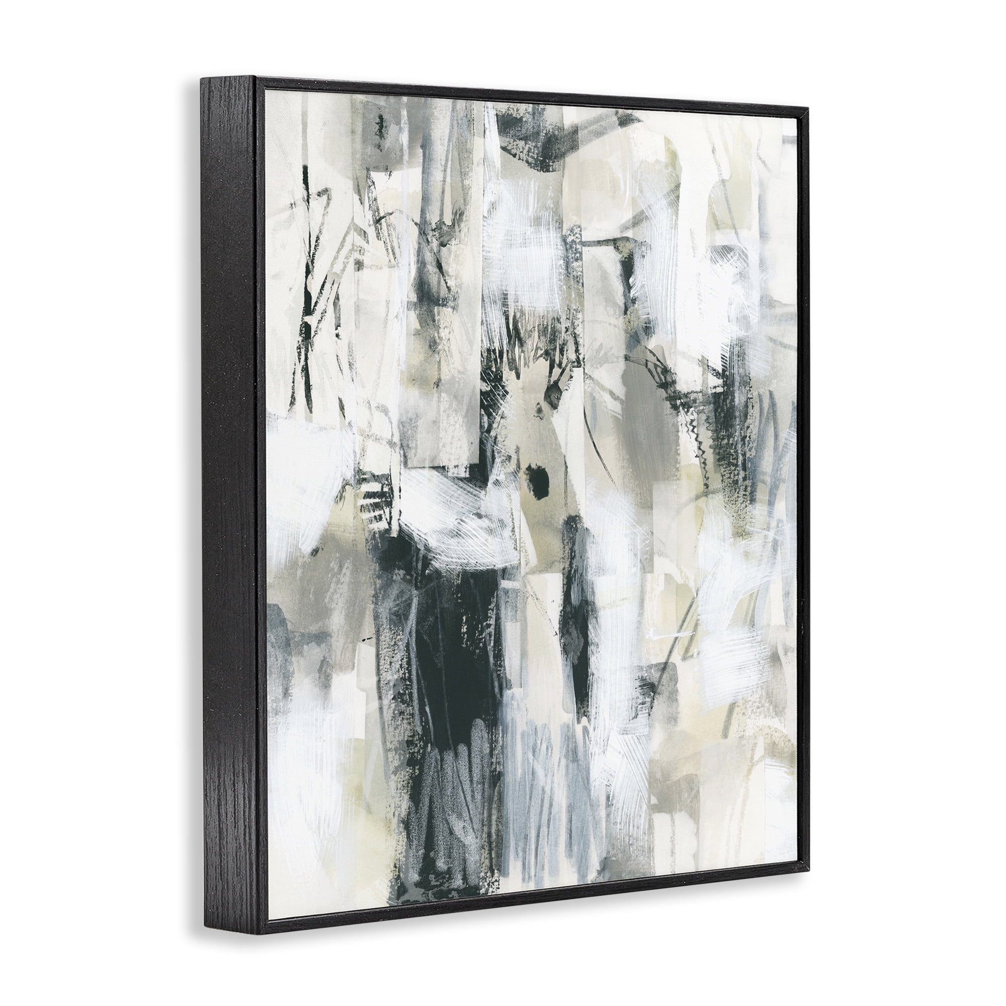 Stupell Industries Expressive Grey Abstraction Abstract Painting Black Framed Art Print Wall Art, 24 x 30