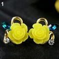 thumbnail image 5 of Grandest Birch Women Lady Rhinestone Resin Rose Flower Earrings Ear Studs Jewelry Gift Alloy, Resin, Rhinestone Blue, 5 of 7