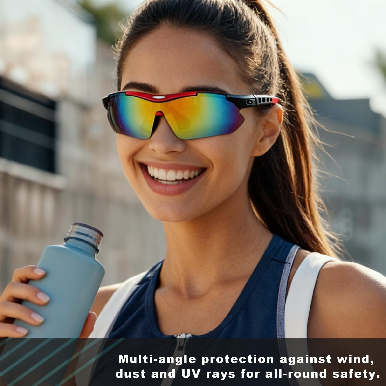 Hmhnsya Polarized Sports Sunglasses with 5 Interchangeable Lenses,Mens Womens Cycling Bike Glasses,Baseball Running Fishing