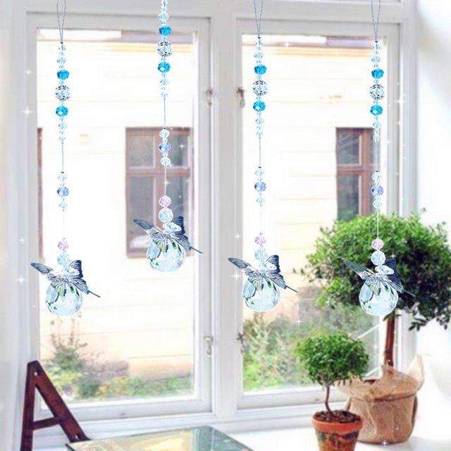 Atrapasueños colgante de cristal de mariposa atrapasueños colgante de arcoíris prismas Ehuebsd de cristal para decoración de ventana de jardín al aire libre