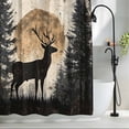 thumbnail image 2 of Elk Forest Fabric Shower Curtain Retro Moon Animal Oil Painting Washable Shower Curtains for Bathroom, Waterproof Bath Curtain with Hooks Home Decor 72x84in, 2 of 8