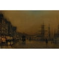 thumbnail image 2 of John Atkinson Grimshaw 18x13 Gold Ornate Wood Frame and Double Matted Museum Art Print Titled - Glasgow, 2 of 4