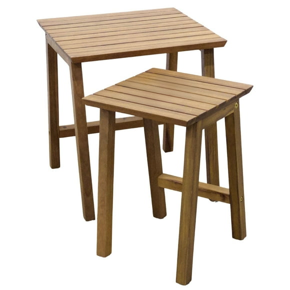 F. Corriveau International - Set of 2 Vario Tables, Indoor/Outdoor, Made of Acacia Wood