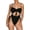 Black, variant on SMZ Women's Cut Out Drawstring One Piece Swimsuit Cheeky High Cut Bathing Suit