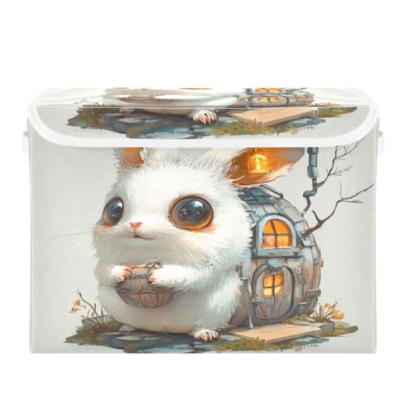 Storage Box With Lid 16.5x12.6x11.8In Foldable Stacked Household Storage Box Rabbit House