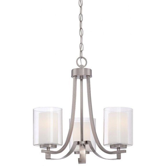 Mini Chandelier 3 Light Brushed Nickel in Transitional Style 18.5 inches Tall By 18 inches Wide Bailey Street Home 57-Bel-2254720