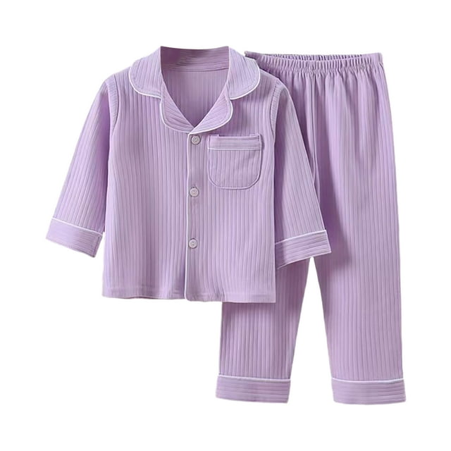 Gubotare Pyjama pour Tout-Petits Automne Hiver Ensemble de Pyjamas pour Bébés Garçons Filles Col Rond Manches Longues Ajusté Tenue de Nuit Pjs (Violet,13-14 Ans)