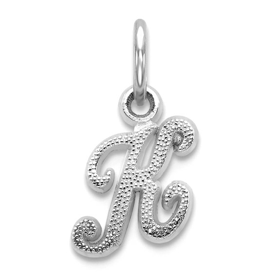 10k White Gold Letter Name Personalized Monogram Initial K Charm Pendant Necklace for Women
