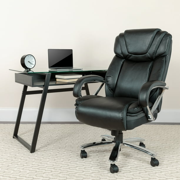 Flash Furniture HERCULES Series Big & Tall 500 lb. Rated Black LeatherSoft  Executive Swivel Ergonomic Office Chair with Extra Wide Seat