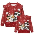 thumbnail image 5 of Garronmavis Christmas Cats Pullover Sweatshirt Warm Long Sleeve Pullover Crewneck Tops Shirts 4T Versatile Ruffle Long Sleeve Girls Top Stylish Fall Winter Clothes Fashion for Young Girls, 5 of 7