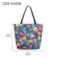 thumbnail image 5 of FORMRS Womens Canvas Tote Bag with Zipper Inner Pocket Shoulder Handbag, Vibrant Art Leaves Pattern, 5 of 7