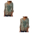 thumbnail image 4 of Qarigey Tops de manga 3/4, camiseta oscilante, túnica de verano, atractiva, transpirable, multicolor, ropa elegante de playa para mujer a la Verde XXL 2piezas, 4 of 6