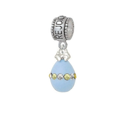 Easter Egg Bead - Light Blue Easter Egg with Multicolored Crystal Band - Rejoice Charm Bead