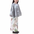 thumbnail image 6 of YWDJ Toddler Girl Party Dresses Long Dress Medium Big Girls Long Sleeve Round Neck Colorblock Top Skirt Set Gray 12-13T, 6 of 6