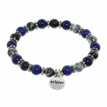 Red Water Designs WB 05. B Water Element Stretch Gemstone Charm Bracelet