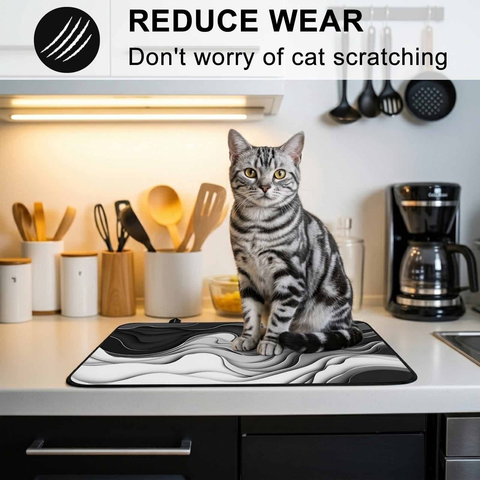 Black Grey Ombre Stove Top Cover for Electric Stove, Heat-proof & Non Slip Glass Top Stove Cover Protector, Abstract Modern Geometric Moire Art Kitchen Flat Cooktop Rubber Mat 31x24 Inches