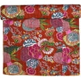 thumbnail image 1 of Indian Handmade Floral Print Kantha Quilt, Bedspread , Blanket Size ( King 108" x 108" ), 1 of 5