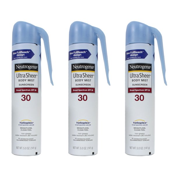 3 Pack Neutrogena Ultra Sheer Body Mist Full Reach Sunscreen Spray