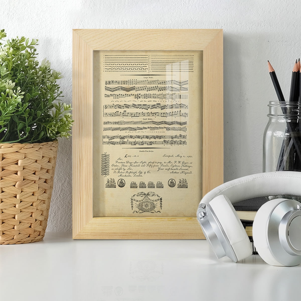Deckled Encyclopediae V (AS) -Framed Print w/glass-Natural Wood
