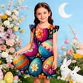 thumbnail image 2 of Rggeeun Toddler Easter Themed Girls Dress Floral Print Party Gown With Sash Bow For Celebration And Photoshoot Comfort Casual O-Neck Sundress, 2 of 4