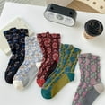 thumbnail image 2 of CoCozhu Vintage Embroidered Floral Socks for Women, Combed Cotton Crew Socks, 2 of 7