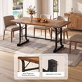 thumbnail image 6 of Finmind 63-inch Solid Wood Dining Table for 4-6 People, Industrial Rectangle Kitchen Table with Metal Legs, Brown and Black, 6 of 6