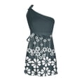 thumbnail image 4 of HKEJIAOI Floral Dress pour Femmes Rabais Liquidation Robes Décontractées Women's Été Imprimé une Épaule Sans Manches Cravate Fête Dress Imprimé Floral Mini Dress Marine, 4 of 5