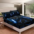 thumbnail image 3 of Gaming Bed Sheets Video Game Gamer Console Fitted Sheet Black And Blue Gaming Bed Set, Microfiber Gamer Gamepad Controller Sheets with 1 Pillowcase - Twin Size, 3 of 5