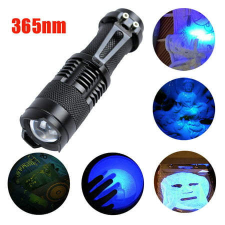 Zoomable Led UV Flashlight Torch Light 365nm Ultra Violet Blacklight AA