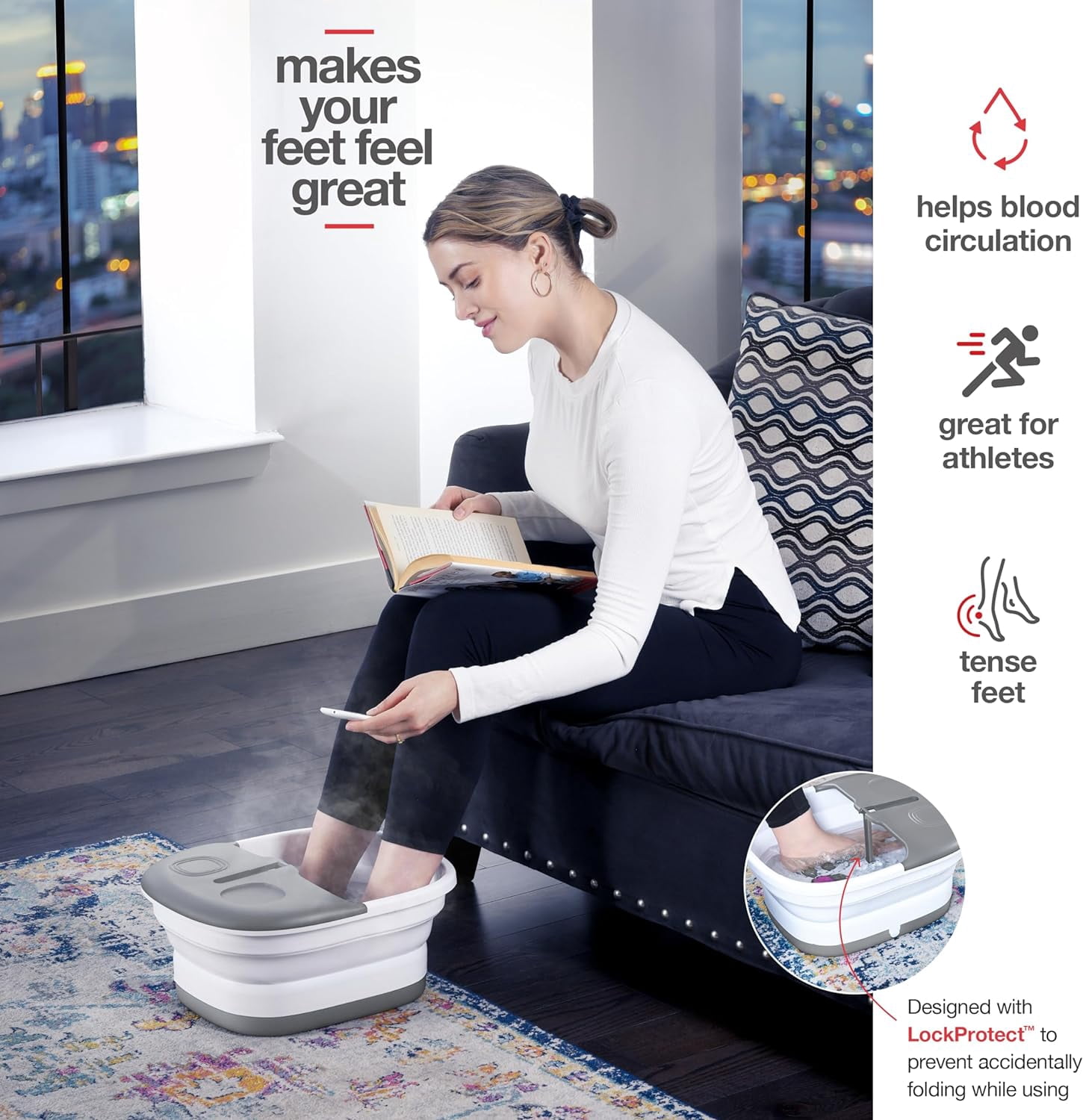 Foot Spa with Heat and Jets Includes A Remote Control A Pumice Stone Collapsible Grey Foot Spa Massager with Massage Bubbles and Vibration Medical King