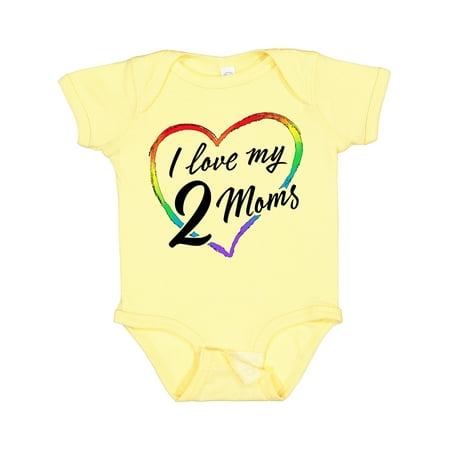 

Inktastic I Love My 2 Moms with Rainbow Heart Gift Baby Boy or Baby Girl Bodysuit