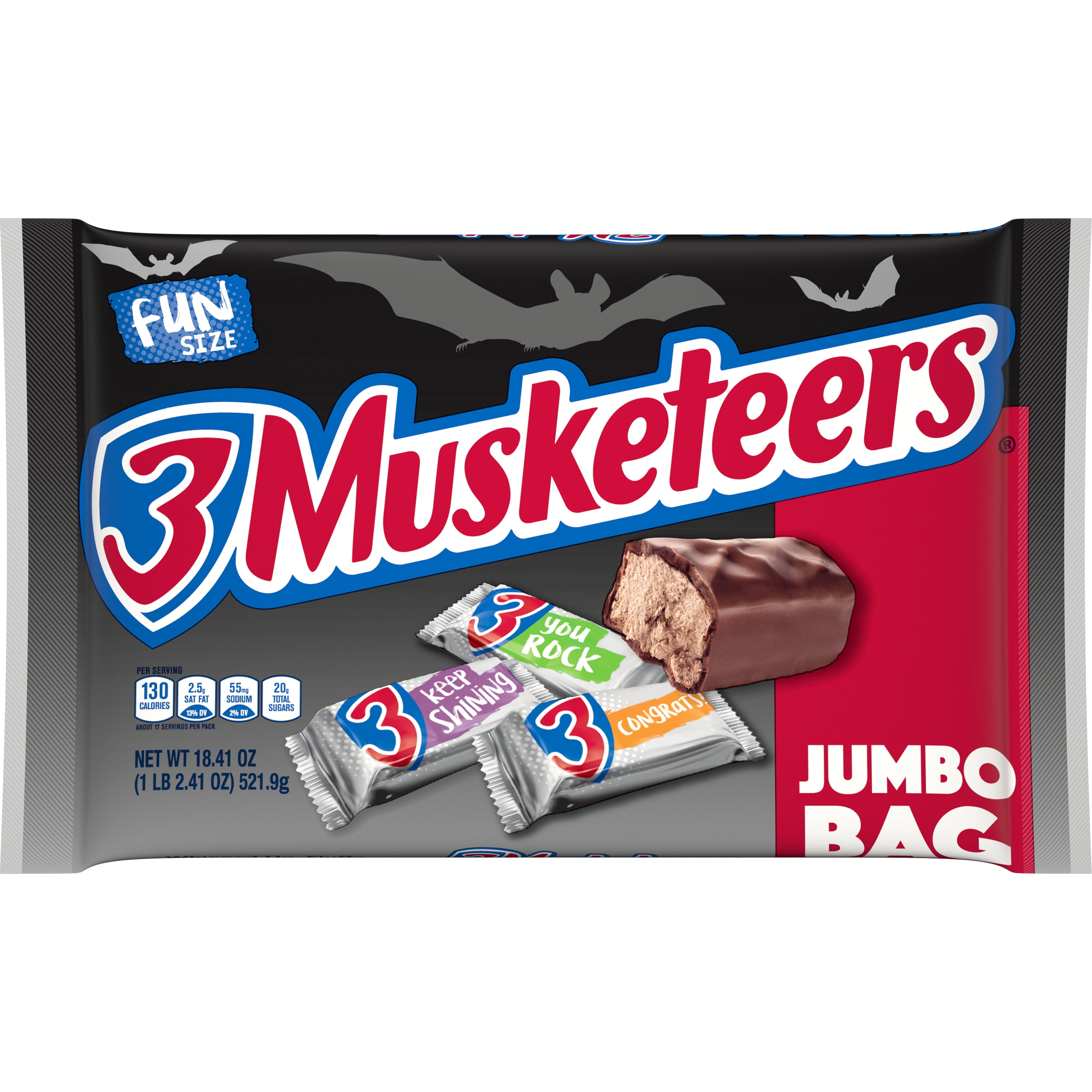 3 Musketeers Spooky Fun Size Halloween Chocolate Candy - 18.41oz Bag