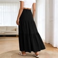 thumbnail image 6 of Dianli Gifts A Line Midi Skirt Elastic Waist Ruffled Ankle Length Wave Wrinkle Pleated Design Loose Fit Breathable Pull On Casual Everyday Travel Work To Weekend Maxi Skirt, 6 of 8