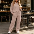 thumbnail image 2 of Women's 2 Piece Matching Lounge Set Sweatsuits,Long sleeves Hoodie and High Waist Wide Leg Sweatpants,with Pockets,Solid Color Casual Tracksuit Loungewear Sets, 2 of 6