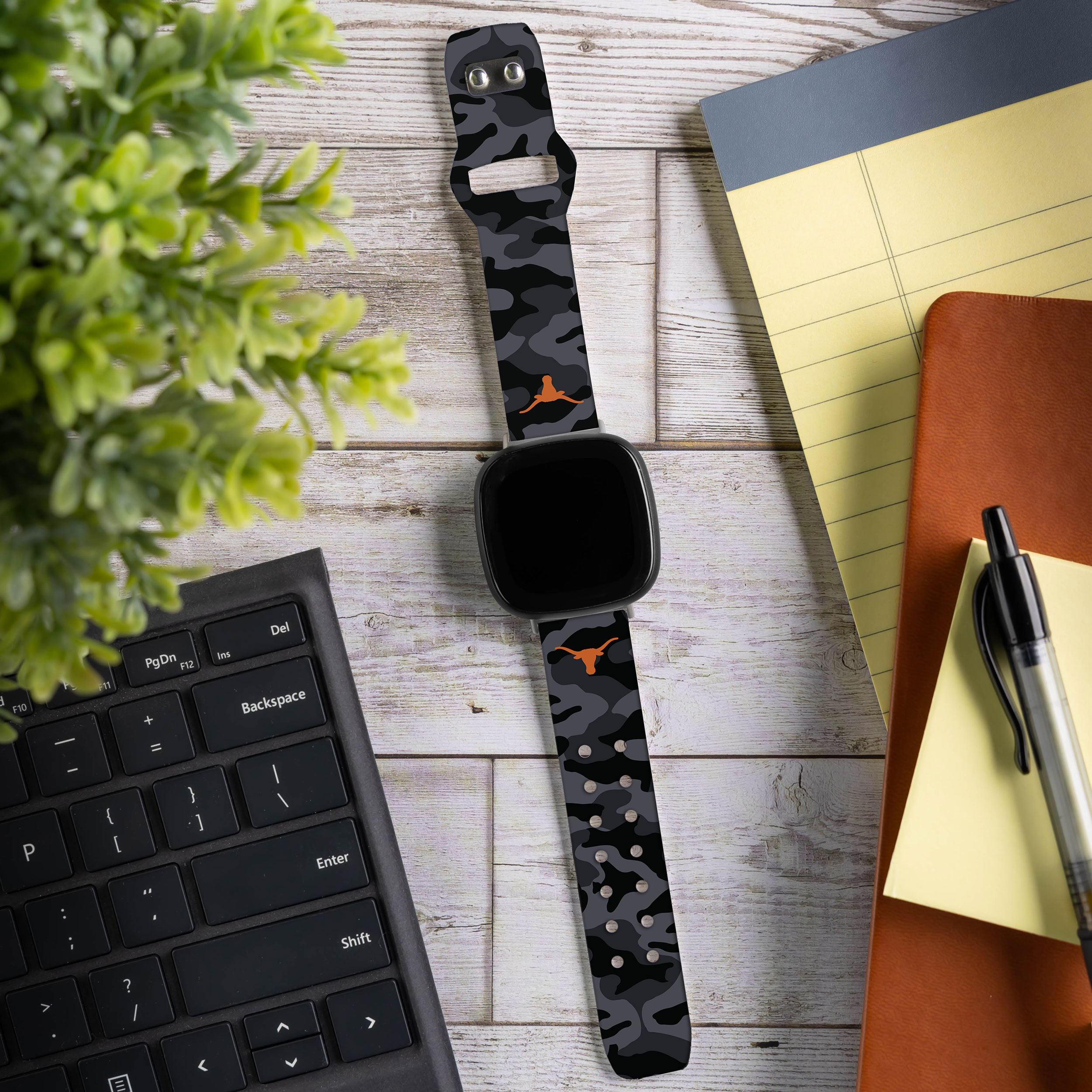 Longhorns HD Camo Unisex Watch Band for FitBit Versa 3 & Sense (Short)