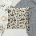 thumbnail image 2 of Shiartex Decorative Throw Pillow Case Farmhouse Pattern Brown Beautiful Jacobean Floral Meadow Flowers Blossom Florets Bud Country Cream Crewel Cushion Cover Pillowcase for Couch Sofa Bed White, 2 of 5
