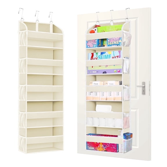 Godance Heavy Duty Over the Door Organizer with 5 Tiers & 5 Large Pockets, Hanging Storage Closet Door Organizer with 10 Side Mesh Pockets & Clear View Windows for Bathroom, Bedroom, Pantry, Nursery