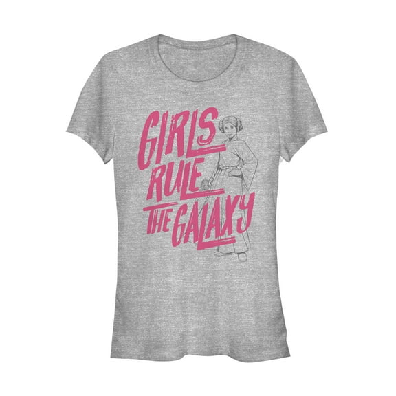 Junior's Star Wars Leia Girls Rule Galaxy Graphic Tee Athletic Heather Small