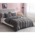 thumbnail image 2 of fuzhong-Seersucker Duvet Cover Set (Dark Gray, Queen), 2 of 4