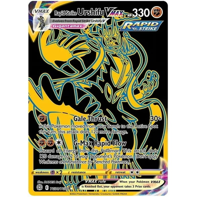 Carta Pokémon Rapid Strike Urshifu VMAX TG30/TG30, personaje raro