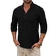 thumbnail image 2 of Ceisia Men's Relaxed Fit Long Sleeve Henley Shirt Solid Color Cotton-Linen Look Casual Top Black XXL Gifts, 2 of 8