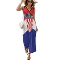 thumbnail image 2 of Flag of Croatia Womens Night Club Maxi Dress V Neck Sleeveless Bohemia Long Dresses, 2 of 9