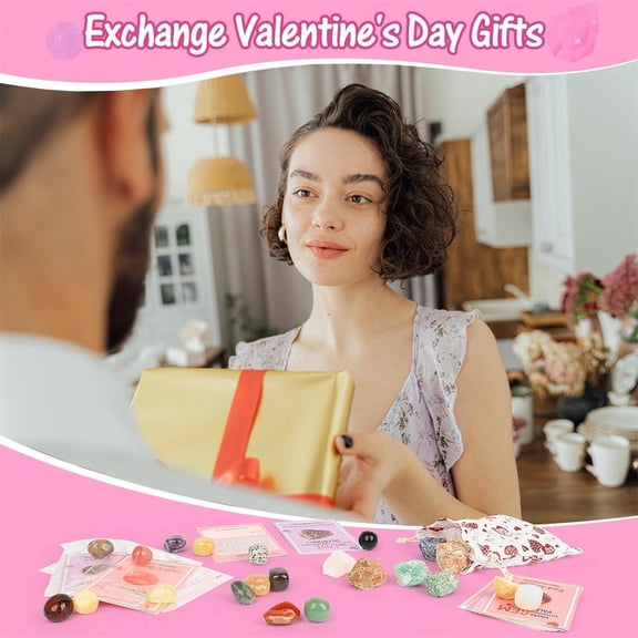 28 Pack Prefilled Valentine's Day Cards & Crystal - Valentine's Day Gifts for Kids Classroom School Class Exchange Party Favors for Boys Girls Bulk Prizes